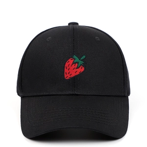 Strawberry Embroidery Cotton Baseball Cap Adjustable Sun Hat Outdoor Sport Casual Style For Men Women
