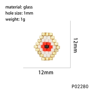 Handmade evil eye flower bead pendant with dimensions and technical specifications