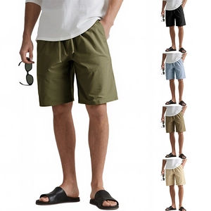 Men's Casual Shorts Elastic Waist Drawstring Summer Beach Sports Loose Fit Breathable Knee Length Pants