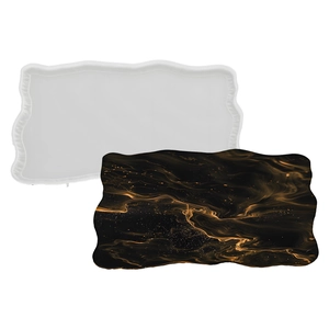 Irregular wavy rectangle silicone mold for DIY resin coasters and storage trays