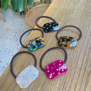 Rectangular Resin Elastic Hair Ties Colorful Rhinestone Sparkly Hair Ropes Korean Style Sweet Hair Accessories For Women