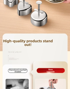 Macro detail of 304 stainless steel food molds with polished heart and round shapes