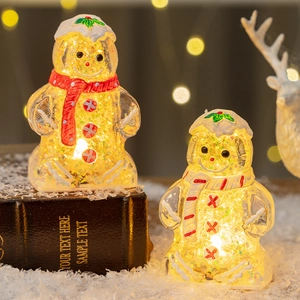 Luminous gingerbread man LED ornaments with warm lights for Christmas home decor