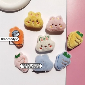 Plush bunny and carrot DIY accessories in multiple colors for brooches and hair clips