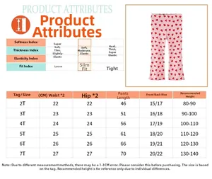 Tableau des tailles pour legging évasé fille avec mesures et détails d'ajustement