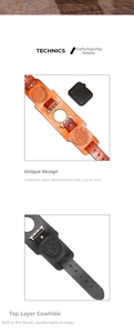 Detail of Viking compass embossing on genuine leather strap for Apple Watch