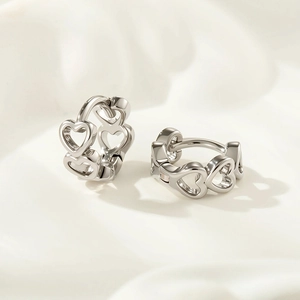 Mini Hollow Heart Hoop Earrings Copper Cubic Zirconia Small Cartilage Piercing Jewelry Delicate For Women