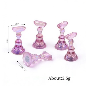 5Pcs purple iridescent resin nail art stand holders with magnetic base for practice