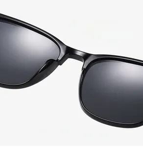Macro detail of comfortable integrated nose pads on classic polarized sunglasses