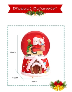 Christmas snow globe with Santa on a scooter, dimensions 13cm height and 8cm width