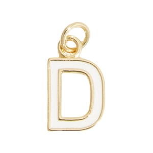 Colorful enamel letter D pendant with gold metal frame for DIY jewelry and necklaces