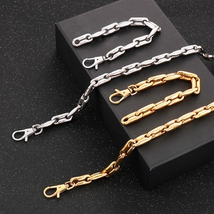 Men's geometric stainless steel coffee bean chain set in gold and silver finish