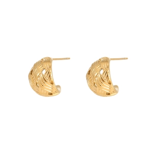 Elegant 18k gold plated braided hoop earrings in a vintage star and moon inspired design