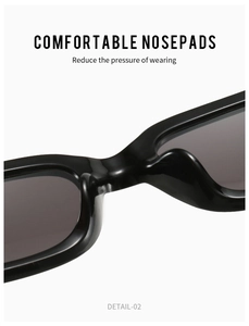 Detail of comfortable nose pads on retro square sunglasses to reduce wearing pressure