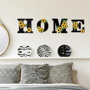 Letrero de pared HOME de madera rústica con girasoles para decoración estilo campo