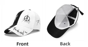 Dettaglio del cappellino graffiti con cuciture a contrasto e fibbia di regolazione posteriore