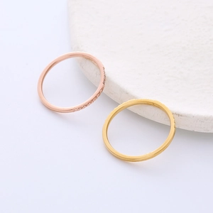 Minimalist 18K gold and rose gold plated titanium rings with pavé rhinestones on stone base
