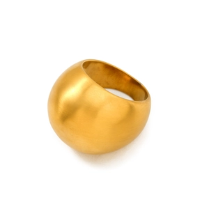 Minimalist 18k gold plated chunky dome ring with a polished finish and thick rounded band
