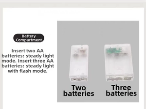 Dual LED light battery box for 2AA and 3AA sizes with steady and flashing modes