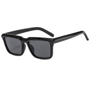 Lunettes de soleil carrées noires classiques avec verres gris foncé pour un look unisexe