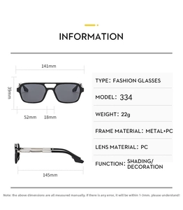 Detailed size specifications for vintage double-bridge aviator sunglasses with dimensions