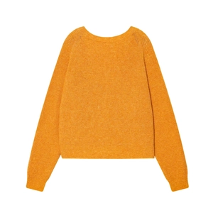 Chic back view of a yellow backless knit sweater with a twisted knot design for women