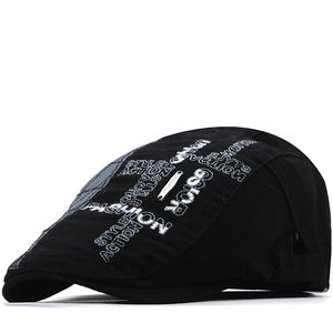 Casquette Plate En Coton Rétro Béret Ivy Avec Broderie De Lettres Boucle Réglable Pare-Soleil Décontracté Streetwear