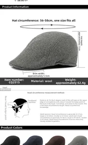Größentabelle mit 56-58cm Umfang für diese klassische Wollmischung Schiebermütze