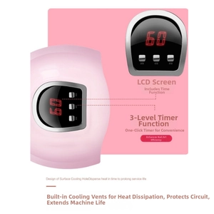 Details einer pinken UV-LED-Nagellampe mit LCD-Bildschirm und Belüftungsöffnungen