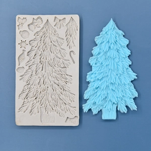 Christmas tree silicone mold for DIY baking with snowflake and bell patterns