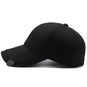 Classic black baseball cap for middle-aged men with Sport Fashion label and metal trim