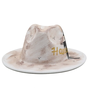 Chapeau Fedora crème vintage avec silhouette de sorcière et inscription Halloween