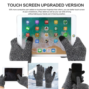 Winter thermal touch screen knit gloves for outdoor cycling with anti-slip palm grip