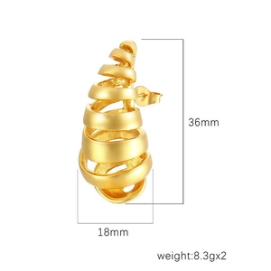 Water Drop Stud Earrings Spiral Hollow Stainless Steel Minimalist Fashion Jewelry For Women