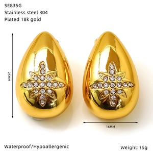 Spécifications des boucles d'oreilles goutte en acier inoxydable plaqué or 18 carats