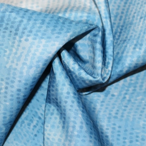 Blue and white gradient shower curtain with polka dot print in silky polyester fabric