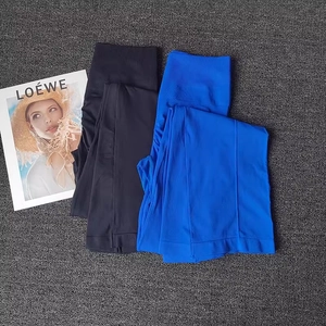Pantalon de yoga taille haute noir et bleu roi avec texture côtelée sans couture à plat