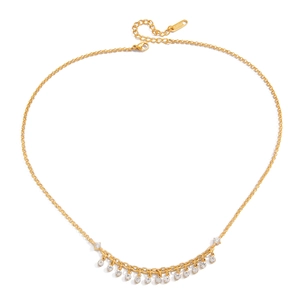 Collana classica in acciaio inossidabile placcato oro 18K con nappe di strass
