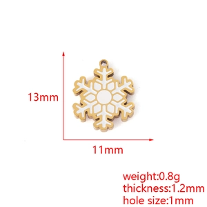 Detailed dimensions of 18K gold plated snowflake pendant with precise measurements
