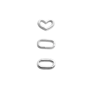 S925 sterling silver heart and rectangle textured spring ring clasp jewelry connectors