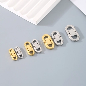 U-shaped stainless steel carabiner clasps for DIY jewelry in gold and silver finishes