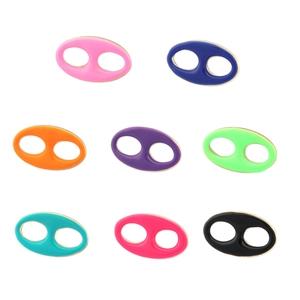 Set of colorful pig nose shaped alloy charms with golden plating and enamel finish