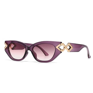 Fashionable purple cat-eye sunglasses with translucent frames and gradient lenses