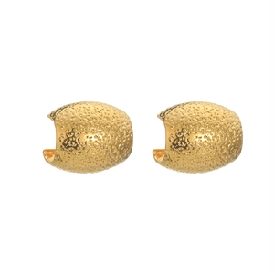 French vintage hammered texture golden hoop earrings in minimalist C-shape design