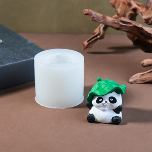 Molde de silicona panda 3D para velas DIY y resina con figura de panda decorativa