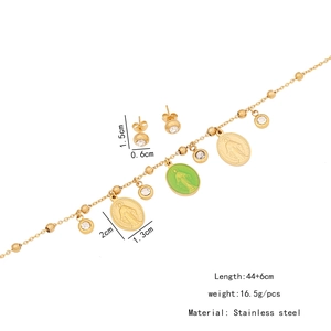 Detailed size specifications for the Virgin Mary necklace and stud earrings set