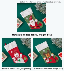 Détails de chaussettes de Noël en tricot avec Père Noël, bonhomme de neige et renne 3D
