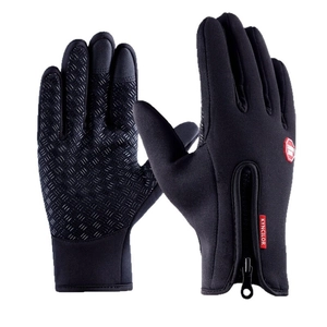 Waterproof cycling gloves with anti-slip palm and zipper design for winter outdoor sports