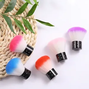5pcs colorful mushroom nail dust brushes with black polka dot handles for manicure cleaning