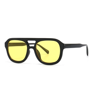 Modern Retro Square Flat Top Sunglasses For Men Women UV400 Protection Plastic Frame PC Lens Double Bridge Fashion Eyewear